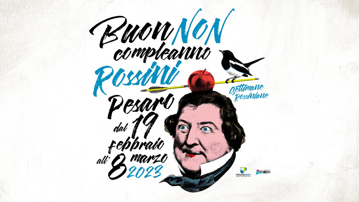 BUON (NON) COMPLEANNO ROSSINI! 
Si presenta il ricco programma delle Settimane Rossiniane. Dal 19 febbraio all’8 marzo i festeggiamenti in onore del cigno di Pesaro!
Info e programma —> bit.ly/40nX43E
#wepesaro #rossini #cittàdellamusicaUNESCO