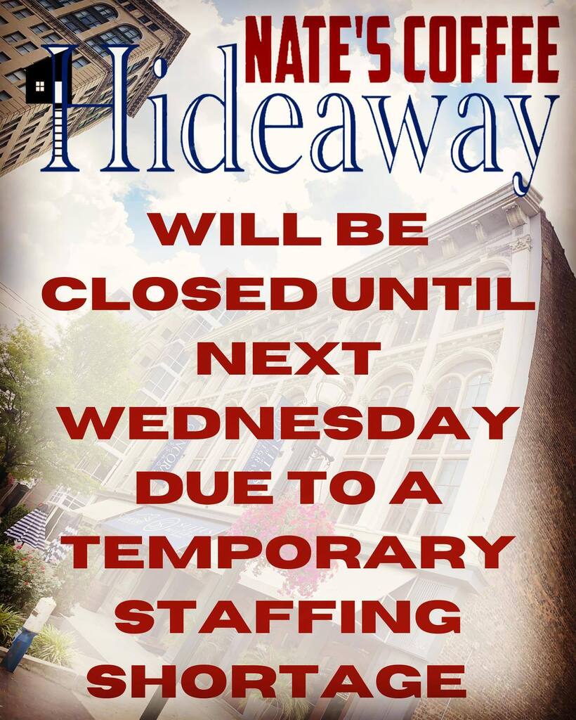 Hey everyone, because of a temporary shortage in staffing, our Hideaway location @themelodeonlex will be closed until Wednesday.  If you’re looking for a cup of our finest, please visit our original location on Short Street, it’s at the north end of Tand… instagr.am/p/CoMt7_ROoGx/