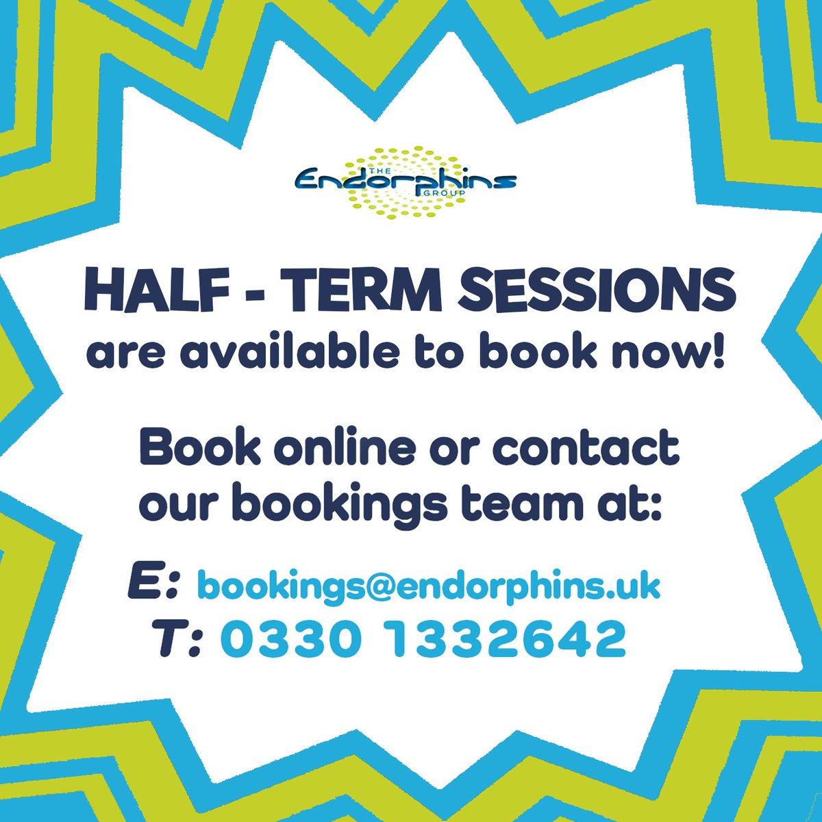RUN DON'T WALK 😍 
Half Term bookings have opened and they are getting full very quickly. 

Contact myself or book directly on our website.....it's going to be a good one 😁

endorphins.uk/events-page/