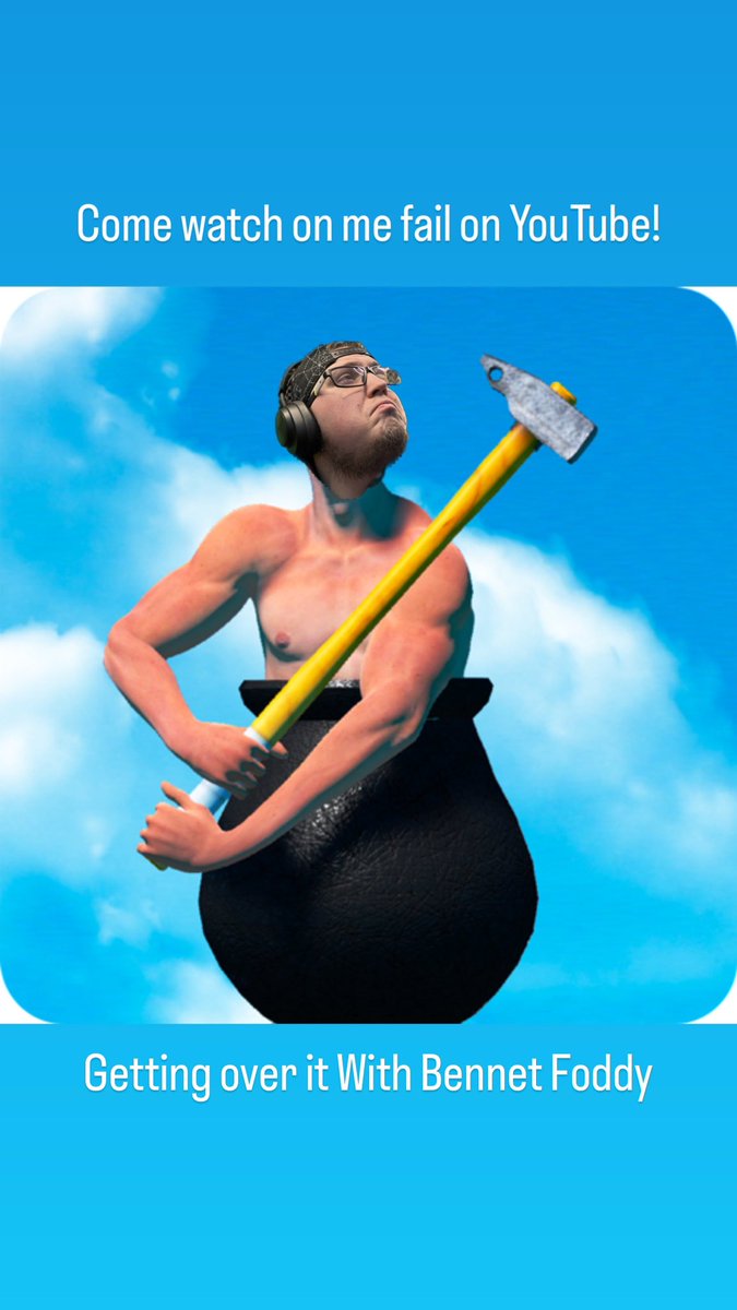 Come watch me fail at this game! youtu.be/_OtFa1KRxXs Getting over it by Bennett Foddy! #fail #gamer #streamer