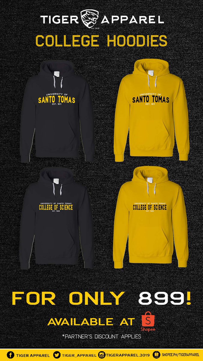 tiger_apparel's tweet photo. Tiger Apparel's UST College Hoodie will definitely give you that warmth you need going back to F2F classes at UST! You can orders at our shopee store https://t.co/8mAvCIpQxN for only ₱899.00!

What are you waiting for? Get yours now!

#TigerApparel
#GoUSTe https://t.co/XpcrVWyxwI