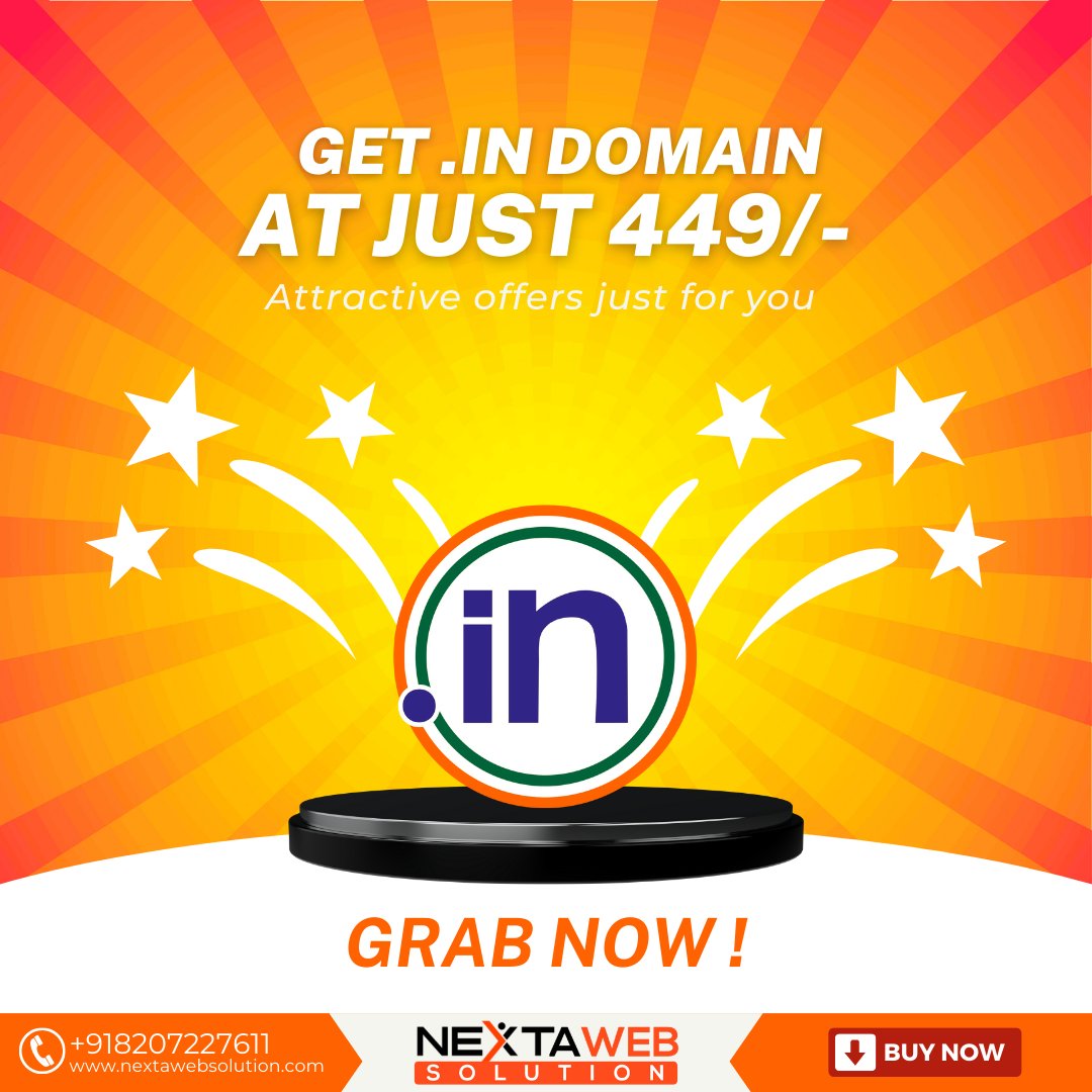 NextaWeb's tweet image. We Are Providing .in Domain At Just 449/-  With Reseller API.
Grab Now!
nextawebsolution.com/domain-reselle…
@inregistry 
#businessowners #domainname #DomainNameForSale #domainforsale