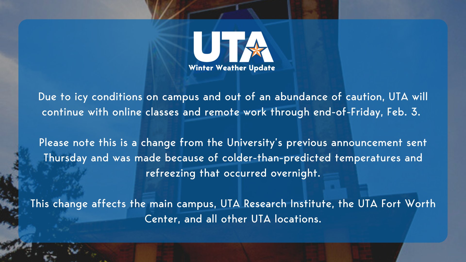 UT Arlington on Twitter "UTA will continue with online classes and