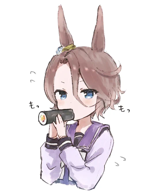 もくもくと恵方巻きを食べるタイシンちゃん(再) 