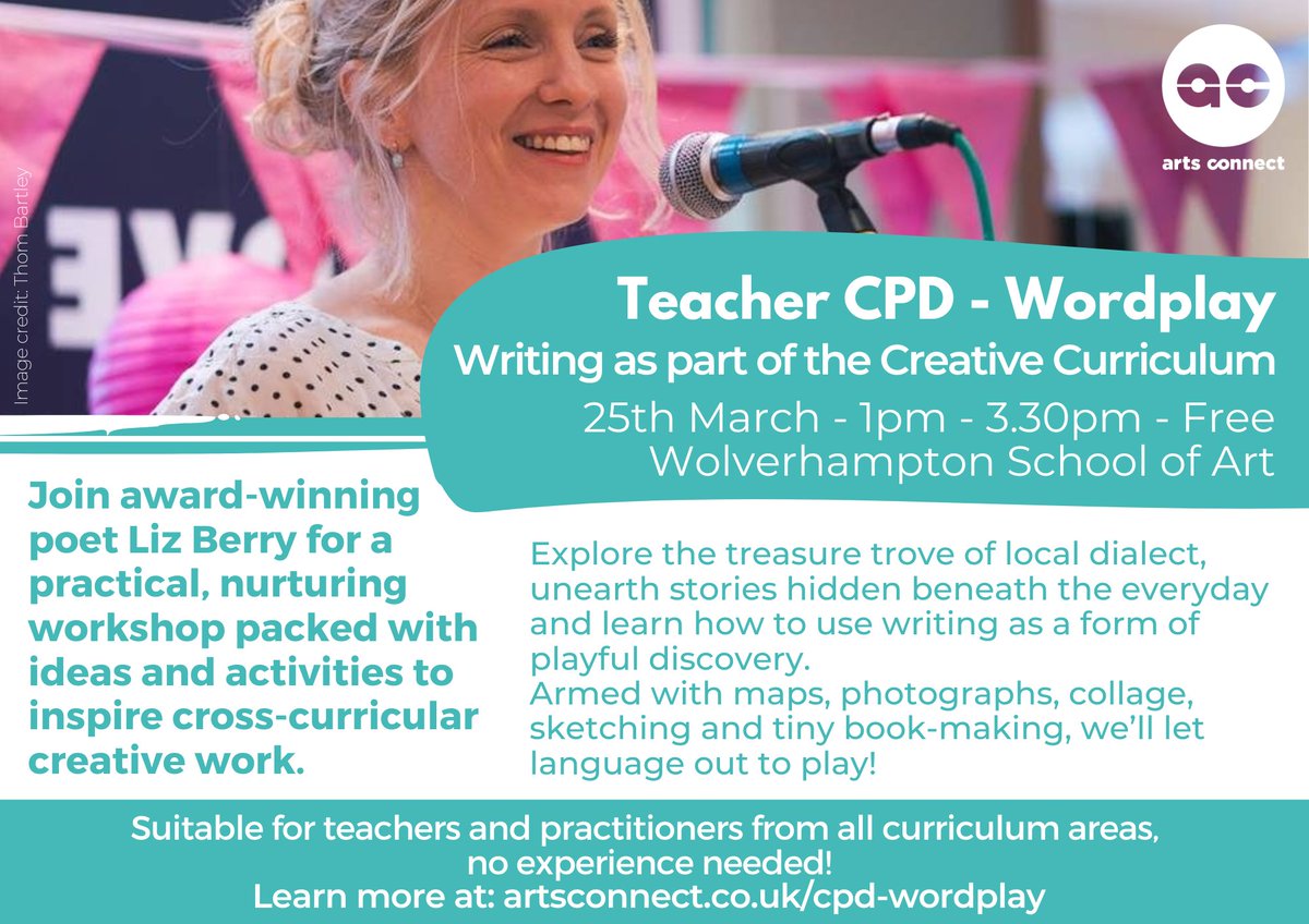 Teachers and practitioners from all curriculum areas are invited to join us on Saturday 25th March, for a fun packed, practical workshop on writing as part of the creative curriculum! 
artsconnect.co.uk/cpd-wordplay