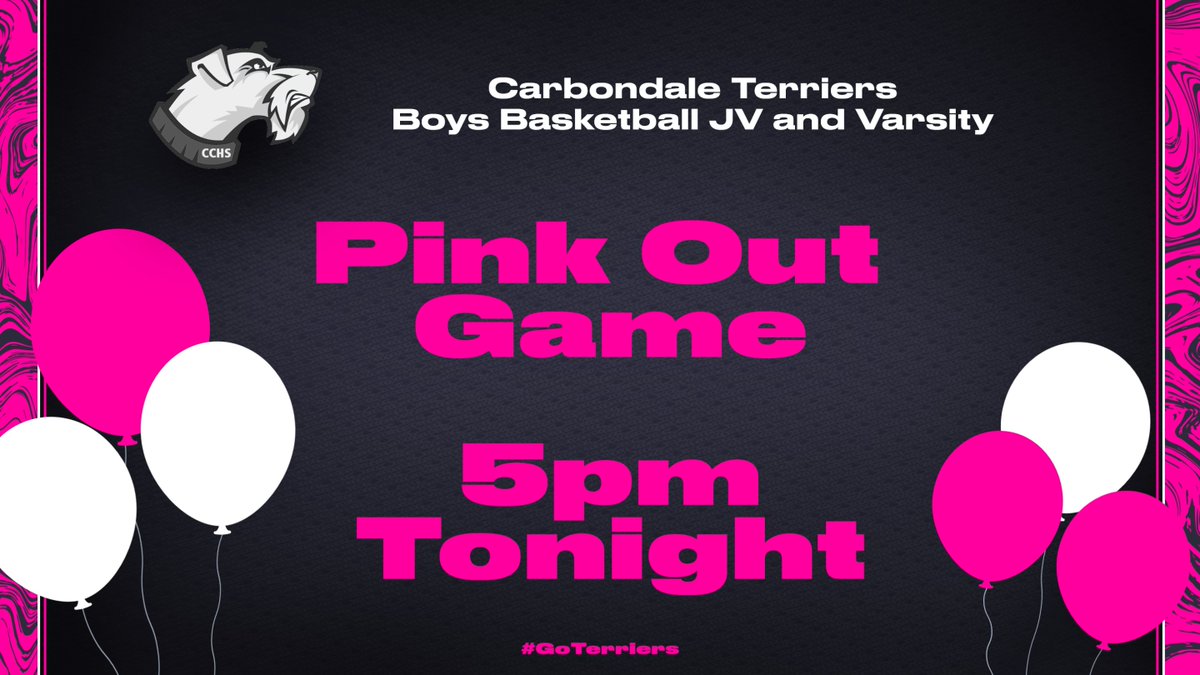 The 2023 Boys Basketball Pink Out Game is here!  Join the Terriers and wear pink to the game tonight!  The JV has a new start time vs. Althoff.  The tip off for JV is 5pm and Varsity will begin at 6:30pm.  Let's go Terriers! @cchs165