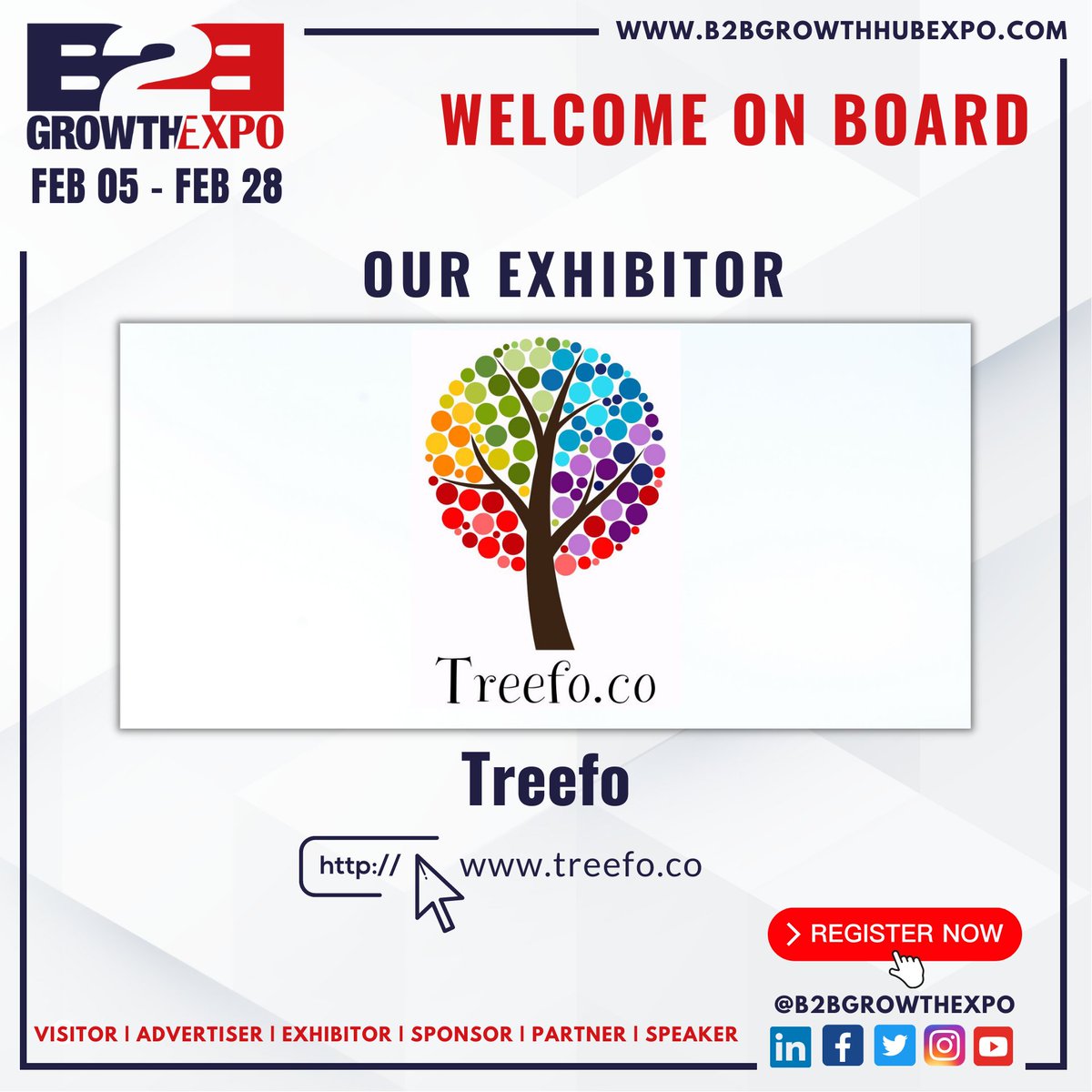 B2BGrowthExpo's tweet image. We are pleased to welcome @Treefo5 on board as an &quot;Exhibitor&quot; for the B2B Growth Expo, 5th - 28th Feb 2023, at your nearest location

Click on the link to register bit.ly/3Rje7zV

#b2bgrowthexpo #B2BGH23 #treefo