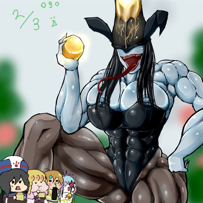 兎年バニ烏帽子と、鬼に豆をぶつけにきたら思いのほかガチめの鬼?が出てきたので委縮する顔文字ーズ(*=3=)1月と2月を兼ねるってワケ☆(・～・ )ボリボリボリボリ 