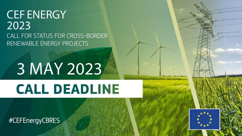 Does your project have the status of cross-border renewable energy project? 
A new call launched by the EC and CINEA 
@cleanenergy_eu is open! Apply by 3 May to become eligible for financial support under the CEF Programme
Read more bit.ly/3XXso7I
#CEFEnergyCBRES