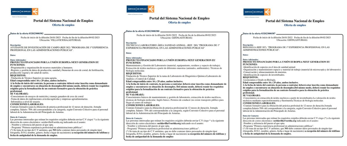 ❗Mañana se cierran las 6️⃣ ofertas de contratos para trabajar en el #SERIDA❗️ 👩‍🔬👨‍🔬🌿🐾🔬
▶️Programa #PrimeraExperiencia 
Ofertas: trabajastur.asturias.es
Resolución: bit.ly/3XDuARD
#EmpleoAsturias #NextGenerationUE @P_Recuperacion @SCTAsturias @FICYT @ConTuEmpleo