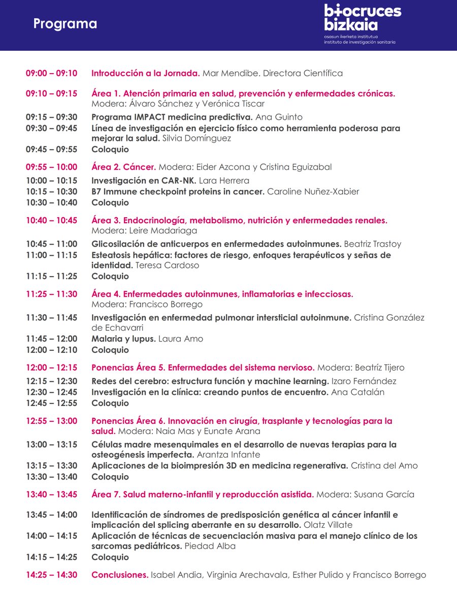 biobizkaia's tweet photo. 📰 Biocruces Bizkaia (@biocrucesHRI) con el Día Internacional de la Mujer y la Niña en la Ciencia: Jornada científica con investigadoras emergentes
📅 10 de febrero de 2023 - 9:00h – 14:30h
🏫 Auditorio de Biocruces Bizkaia edificio 1
🔗https://t.co/YMJ42o9SLD https://t.co/zSHWlhFeRb