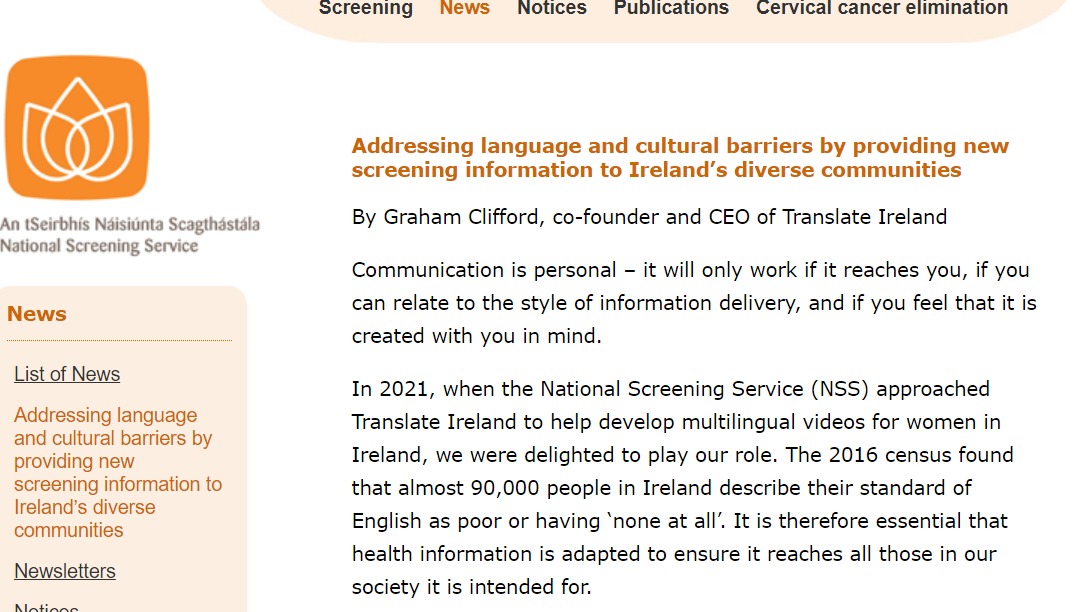 'Communication is personal – it will only work if it reaches you, if you can relate to the style of information delivery, and if you feel that it is created with you in mind'

We are delighted to work with the @HSE
 National Screening Service - PLS READ

screeningservice.ie/news/news.php?…