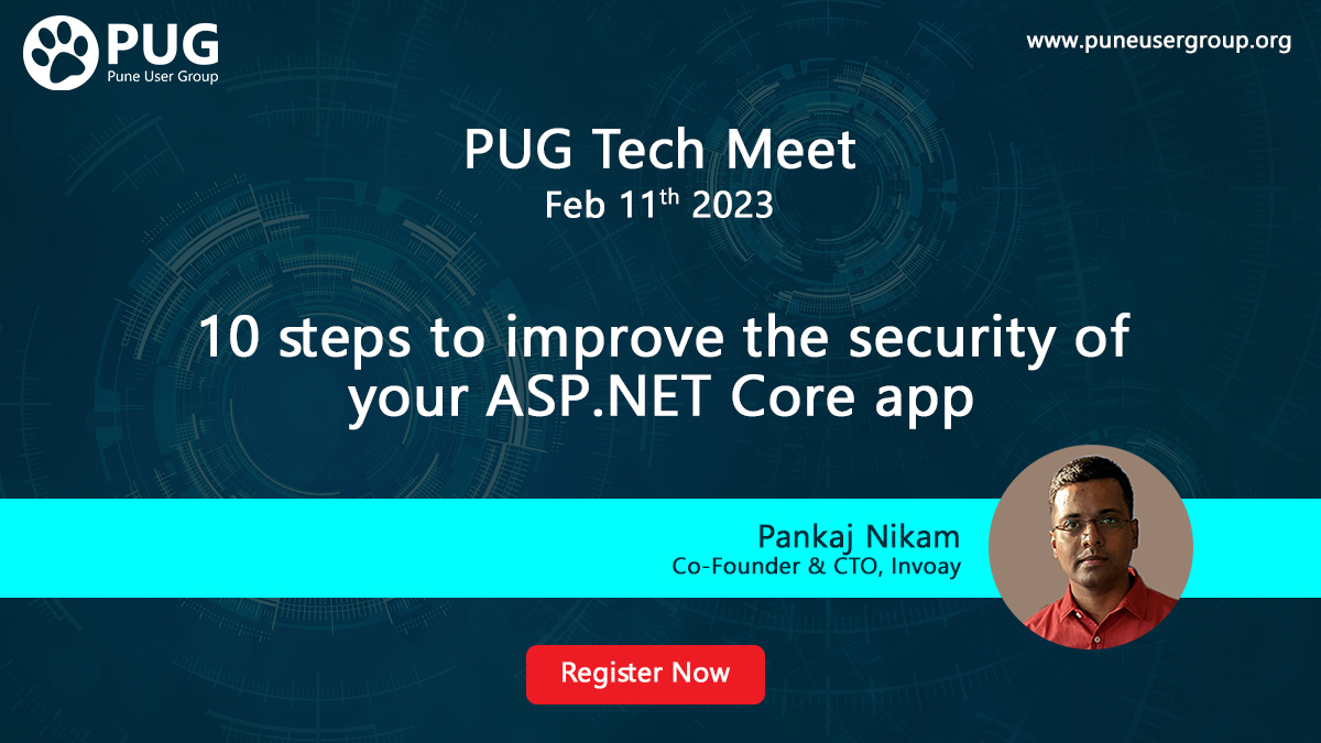mayur_tendulkar's tweet photo. We're back at @PuneUserGroup with monthly 'PUG Tech Meet' &amp; this time we've @pankajnikam talking about '10 Steps to Improve the Security of your https://t.co/Pj5HgPh1GW Core App'. Join us 'offline' at 
@RapidCircle_IN office. More: https://t.co/El7GjAgmG2
#pune #community #.net https://t.co/xoilv9w8uX