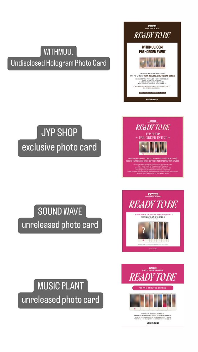 Mimo_0315's tweet photo. TWICE READY TO BE Privilege trading card list
TWICE album bonus trading list๐โโ๏ธโก
#TWICE #READYTOBE #TWICEpc #TWICEtrade #TWICEphotocard https://t.co/SIqRAeBPwp