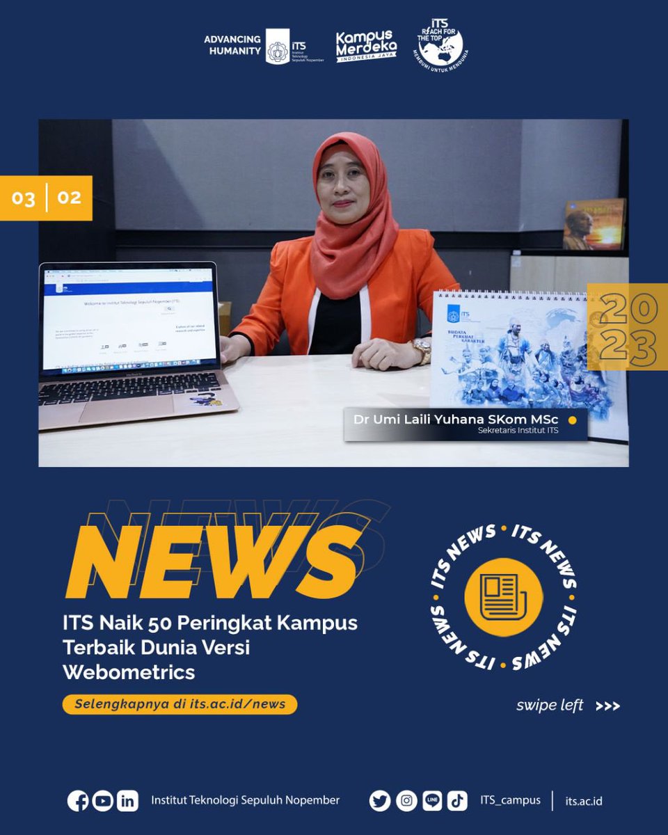 its_campus's tweet photo. #ITSNews

ITS Naik 50 Peringkat Kampus Terbaik Dunia Versi Webometrics

Institut Teknologi Sepuluh Nopember (ITS) terus menunjukkan hasil upayanya mewujudkan visi menjadi perguruan tinggi berkelas dunia. https://t.co/2AHlj9jiJS