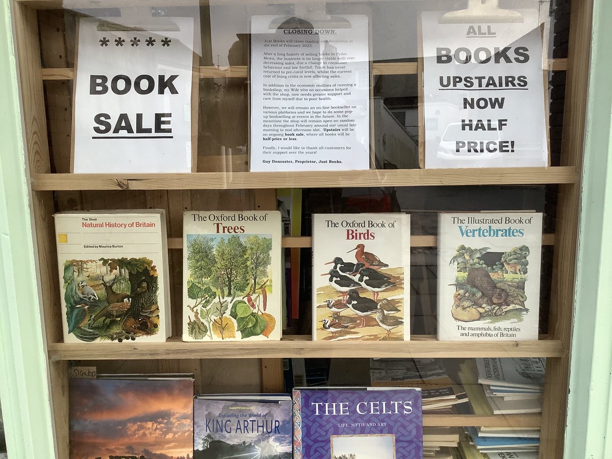 TregollsC's tweet photo. #Cornwall #lovebooks #booksale ⁦@RNAtweets⁩ ⁦@The_CWA⁩ ⁦@HistWriters⁩ ⁦@JustBooksGuy⁩ ⁦@Justagirl2017x⁩ 
Come along and grab a bargain or two before the shop closes at the end of February. Some great nostalgic books here at sale prices. https://t.co/ifl0RmXADo
