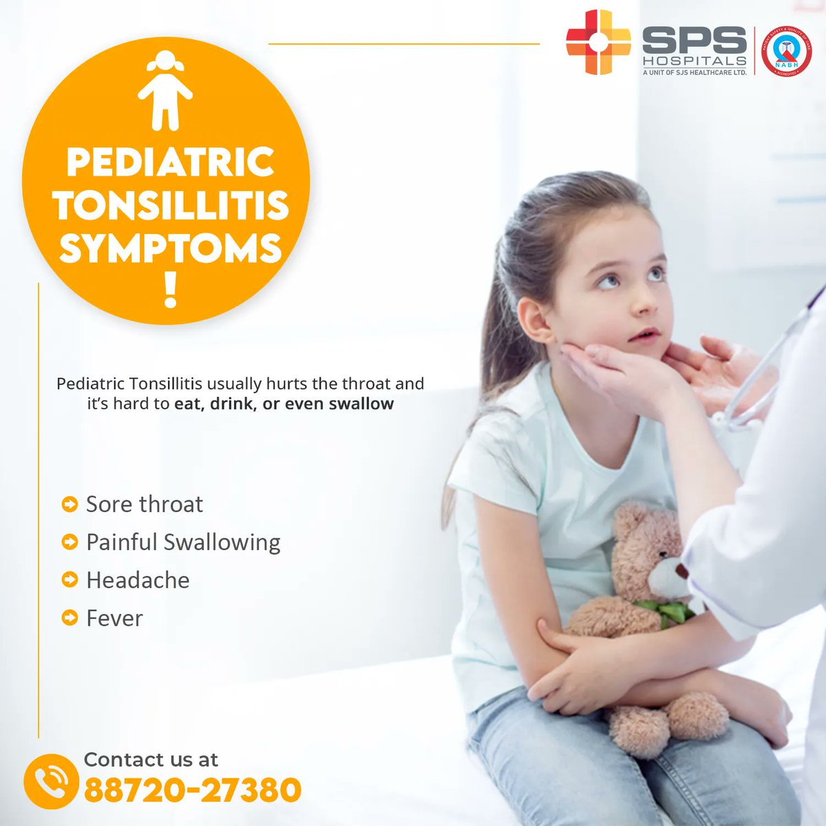 Tonsillitis most commonly affects children between preschool ages and the midteenage years. Common signs and symptoms of tonsillitis include: Red, swollen tonsils. White or yellow coating or patches on the tonsils.
Know more at buff.ly/35DjbrD
call 88720-27380