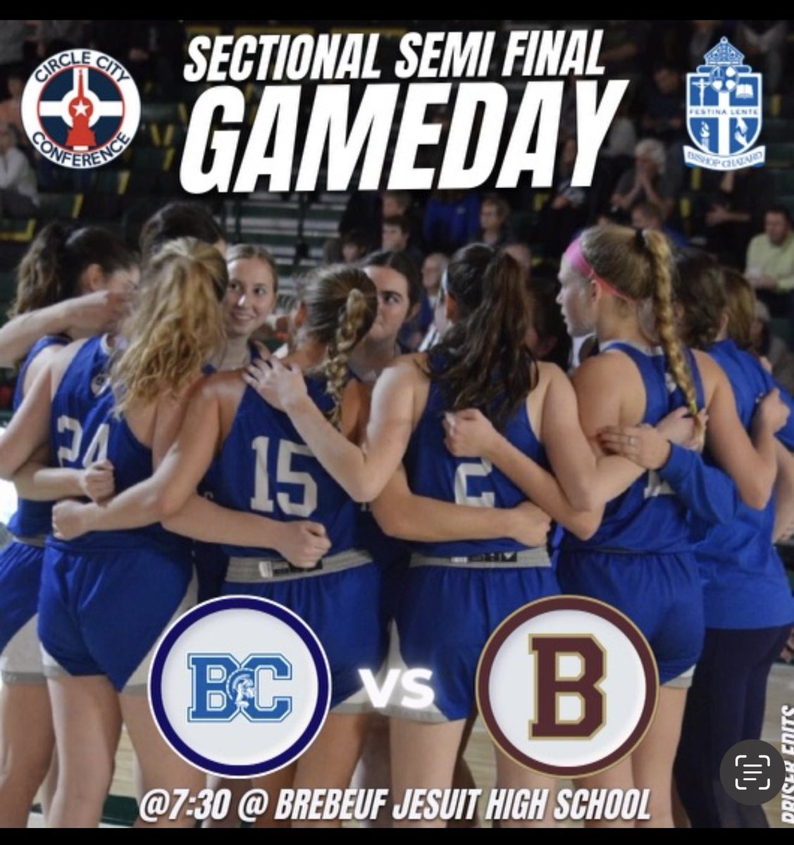 BishopChatardBB's tweet photo. Wishing our @LadyTrojansGBB best of luck tonight in Sectionals at Brebeuf! 🤞 #AllofUsorNoneofUs @BCHSAthletics @BCHStudentLife https://t.co/JLWpz5LioI