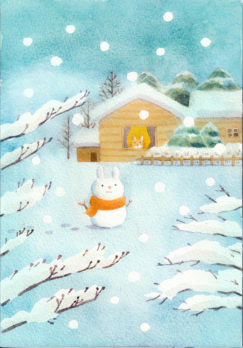 しんしんと、雪。

#水彩イラスト