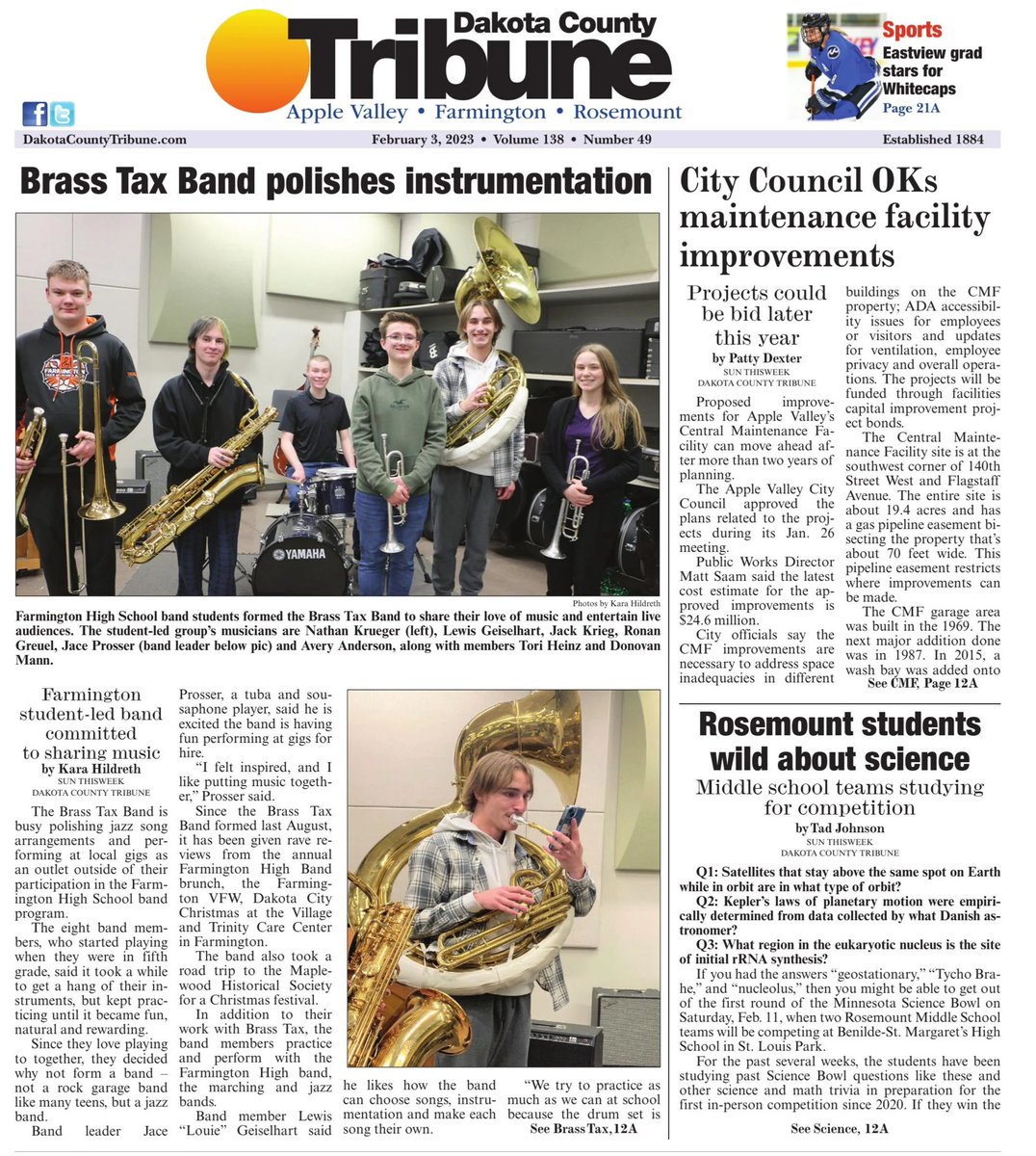 Front page news!!!  #TheBandAlwaysWins #WeAre192 <a href="/district192/">Farmington Area Public Schools</a> <a href="/tigerfarmington/">Farmington Tigers</a> <a href="/SunThisweek/">Sun Thisweek and the Dakota County Tribune</a>