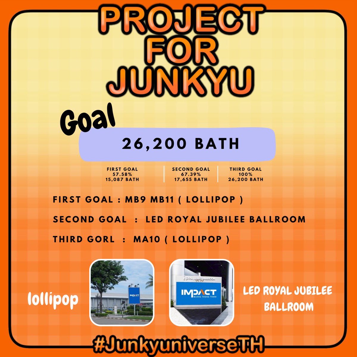 สวัสดีค่า ในส่วนนี้คือ Goal ของป้ายซัพพอร์ตคิมจุนกยูนะคะ โดยทางเรา <a href="/JunkyuniverseTH/">Junkyuniverse</a> จะเปิดให้ร่วมโดเนทเร็ว ๆ นี้ มาร่วมกันทำป้ายให้คิมจุนกยูด้วยกันน้า ทางเราฝากติดตามและซัพพอร์ตด้วยนะคะ ขอบคุณมาก ๆ ค่า🫶🏻✨

#JunkyuniverseTH 
#TREASURE_hello_in_bangkok 
#JUNKYU