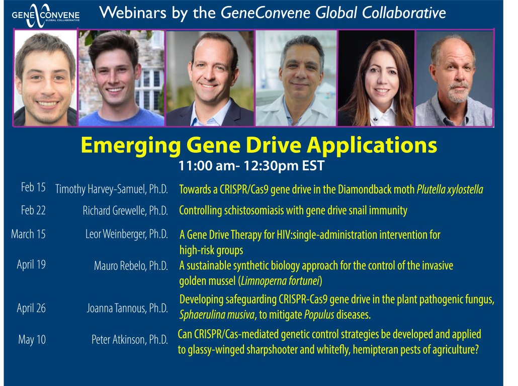 PAMCA, Africa (@pamcafrica) on Twitter photo Webinar Registration!
Beginning Feb 15, 2023 <a href="/Gene_Convene/">GeneConvene</a> is organising a series of webinars that will focus on emerging potential applications of gene drive technology in a wide variety of organisms. <a href="/FNIH_Org/">Foundation for the National Institutes of Health</a>
Time; 11:00am-12:30pm EST
Register here: web.cvent.com/event/5d8a5980… Webinar Registration!
Beginning Feb 15, 2023 <a href="/Gene_Convene/">GeneConvene</a> is organising a series of webinars that will focus on emerging potential applications of gene drive technology in a wide variety of organisms. <a href="/FNIH_Org/">Foundation for the National Institutes of Health</a>
Time; 11:00am-12:30pm EST
Register here: web.cvent.com/event/5d8a5980…