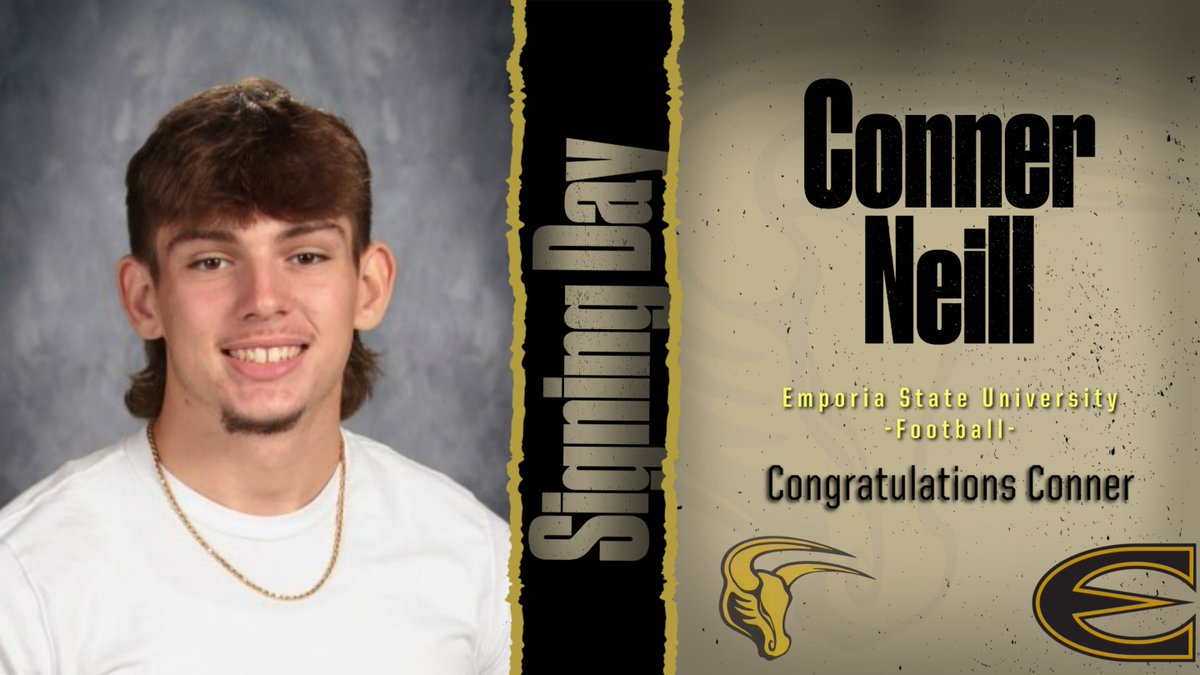 Congrats to Conner Neill as he signs with Emporia State to play football next year today at 3 pm in the MSHS Athletic Commons