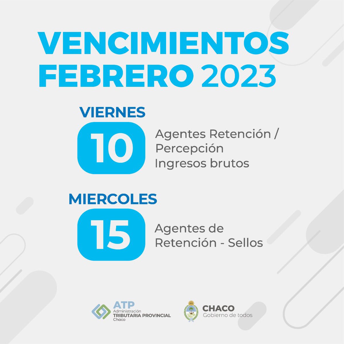ChacoAtp's tweet photo. 📅 VENCIMIENTOS DEL MES DE FEBRERO 
 
Conocé los medios de pago habilitados desde nuestra página web: https://t.co/hkyWgFp0gE 🤳 https://t.co/xqi2kjfUJ5