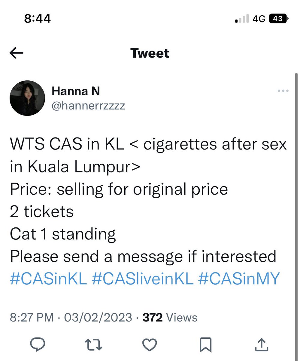 sweetsugayg's tweet photo. Cas kl ticket scammer: her other accounts! All her captions are the same!
@sassie1033 @hannerrzzzz @maria79002
#caskl #casinkl #CASLiveInKL #casticket #CASMalaysia https://t.co/rP2VUqH1UA