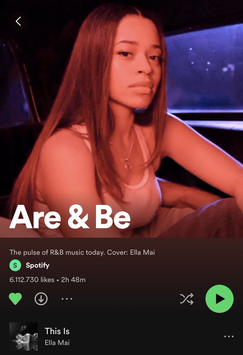 .<a href="/ellamai/">Ella Mai</a> is on the cover of the biggest R&amp;B playlist “Are &amp; Be” on Spotify and “This Is” debuts at #1 on the playlist.