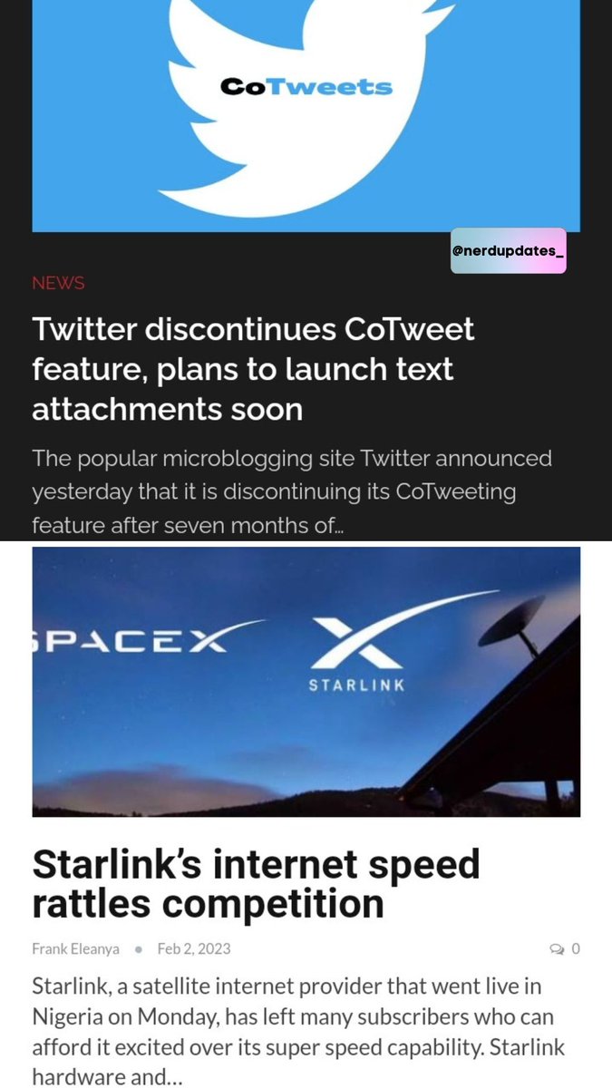 nerdupdates_'s tweet photo. Tech Dailies 📰 

Credits to @BBCBusiness, @techcabal , @bendadadotcom, @cnnbusiness, @businessdayng,  @techpointafrica, @techcrunch and @wired

- Nerd Updates😎

#NerdUpdates #techtwitter 

⬇️⬇️⬇️ https://t.co/FPn1MmrE9G