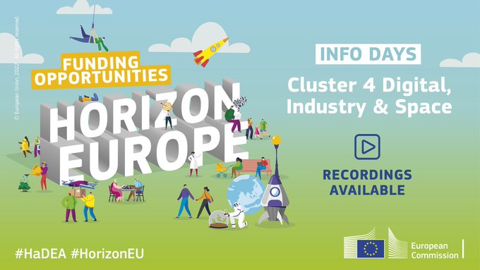 Are you preparing a proposal for #HorizonEU Space calls?📝 Be sure to check out recordings of Info Days for Cluster 4 for an overview of space topics, horizontal and cross-cutting issues!👇 🔗…rch-innovation-community.ec.europa.eu/events/3jM2kV6… 🚀Don't forget to ask your #SpaceNCP! #EUSpace #COSMOS4HE