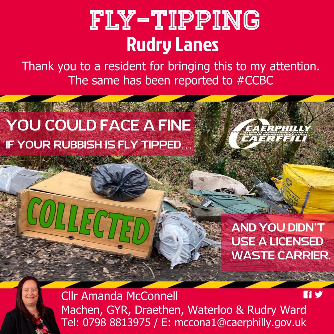 McConAmanda's tweet photo. ⚠️UPDATE: thanks to #CCBC for collecting today!
#Rudry #MachenRudryWard #KeepWalesTidy #DontFlyTip https://t.co/plc6lx510N