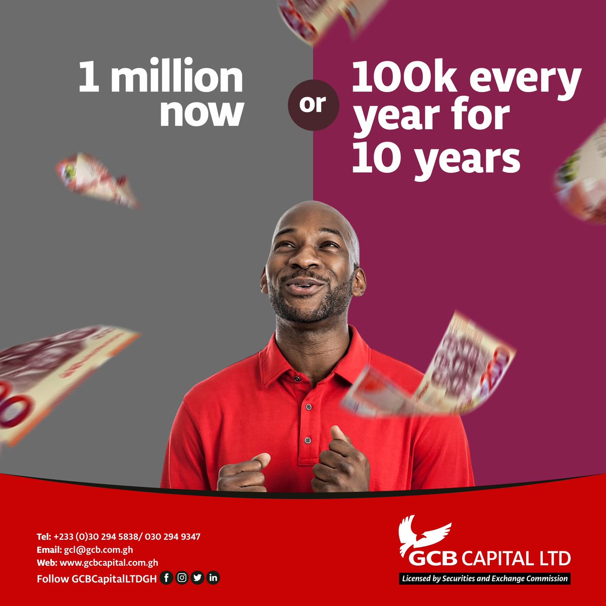 gcbcapitalltdgh's tweet photo. What would you rather have? And Why?
#wouldyourather #thisorthat #moneyquestions #decisions #investment #moneymatters #financialfreedom #fridayfun #growwithGCL https://t.co/Mrw8YUhGGy