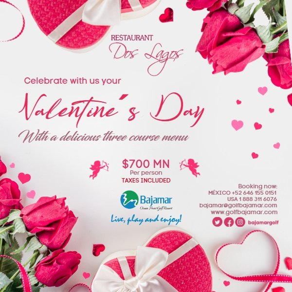 bajamargolf's tweet photo. Enjoy a romantic three course dinner and experience an unforgettable Valentine´s Day! 💕
Love is in Bajamar💖
Booking now: 
💌 bajamar@golfbajamar.com
☎️ +52 646 155 0151 
Live, love, and enjoy! 🌹 https://t.co/k5jNqlL5R2