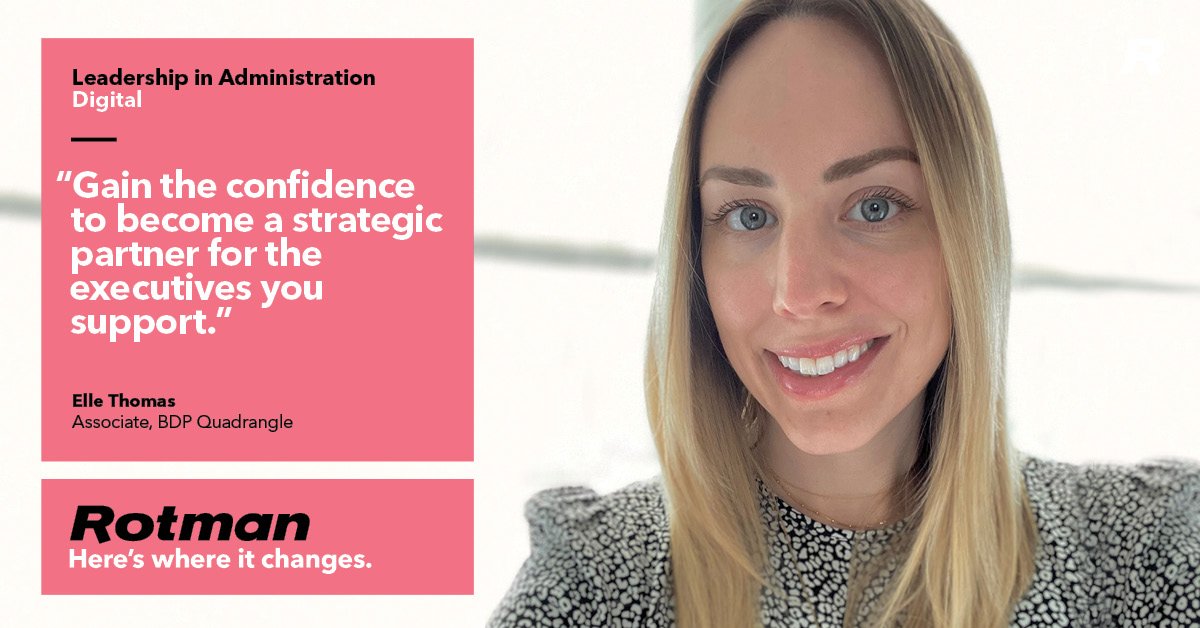 PD for EAs &amp; admin assistants

Learn key skills: 
🎯 influencing
🤝 relationship management
🤹‍♀️ improve productivity
👂handle difficult conversations better

Enroll in the <a href="/rotmanschool/">Rotman School</a>'s Leadership in Administration Digital program: uoft.me/8ME

Fee: $1950 + HST