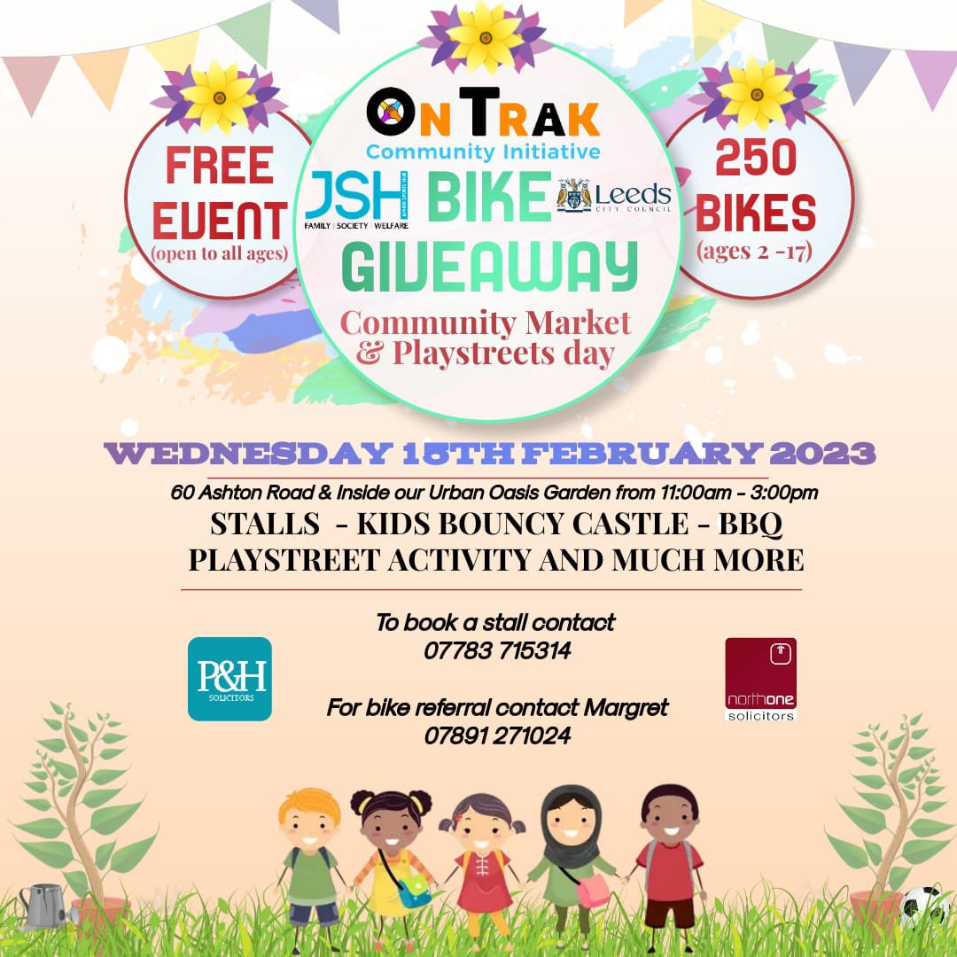 We have partnered up with OnTrak and @YouthServiceENE to present a great event during the Feb half term whereby there will be 200+ bikes to give away FREE.. Do not miss out, see poster for full details. 🤩🚴‍♀️🚴‍♂️🚵‍♂️