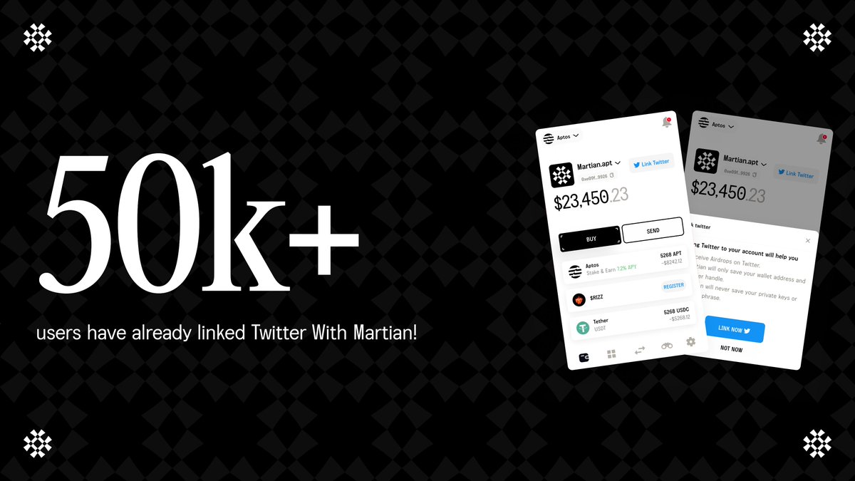 GM Martians!

50,000+ users have already connected their 
Martian wallets with Twitter 💙

Thanks for the love and support fam🤍🖤
We will keep building more amazing features for you! LFG🚀