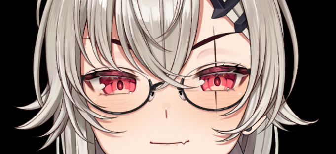 1girl glasses solo red eyes black background looking at viewer smile  illustration images