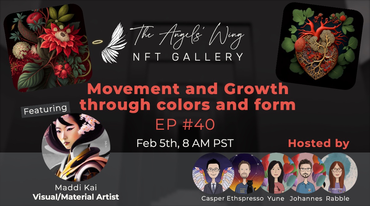 TheAngelsWing's tweet photo. Join us this Sunday at 8 AM PST for a chat with multidisciplinary visual/material artist @maddi_kai about art, life, and how to find meaning in chaos.
🧵
1/3
https://t.co/Jwf9pepLO7 https://t.co/Hkc6OGKoL3