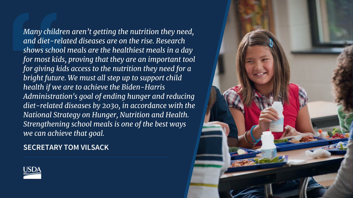 Today @SecVilsack announced major initiatives that will support and enhance the health of America's children through nutritious school meals ➡️ usda.gov/media/press-re…