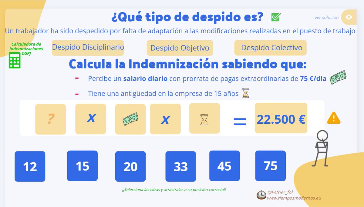 #FOLdespido Falta de adaptación a las modificaciones realizadas en su puesto de trabajo: 
🖱️Arrastra y coloca en su lugar: 
✅Tipo de despido #S15AD, #OPAFI22
✅¿Cómo se calcula la indemnización #S15AM22, #OPSEA22? #FOLcomparte 🤔 view.genial.ly/620260a39024db…