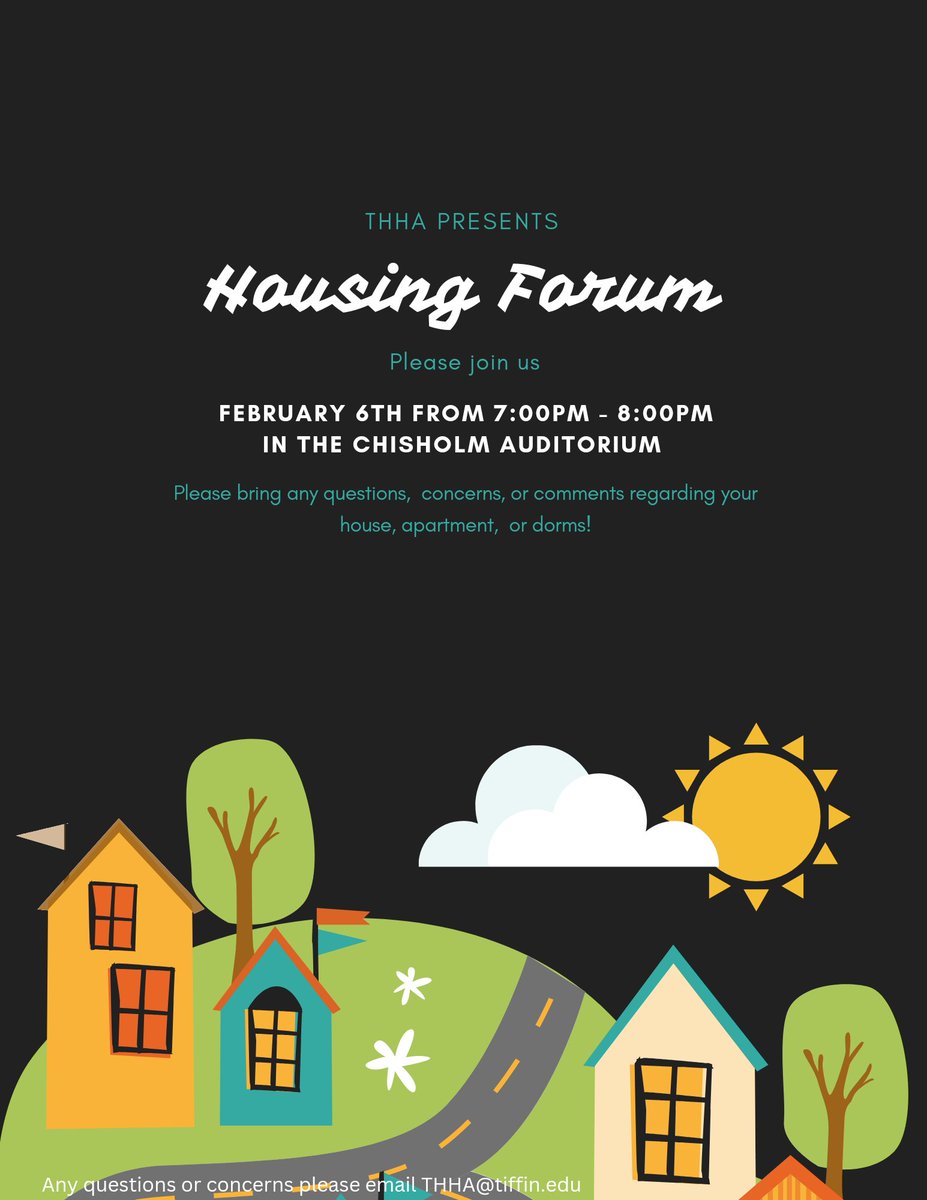 TiffinHallHouse's tweet photo. Please join us on Monday, February 6th, at 8 pm in the Chisholm Auditorium for our housing forum.  Any questions, concerns, or comments regarding housing are welcome.  We hope to see you there. https://t.co/0ZG0qaEFzd