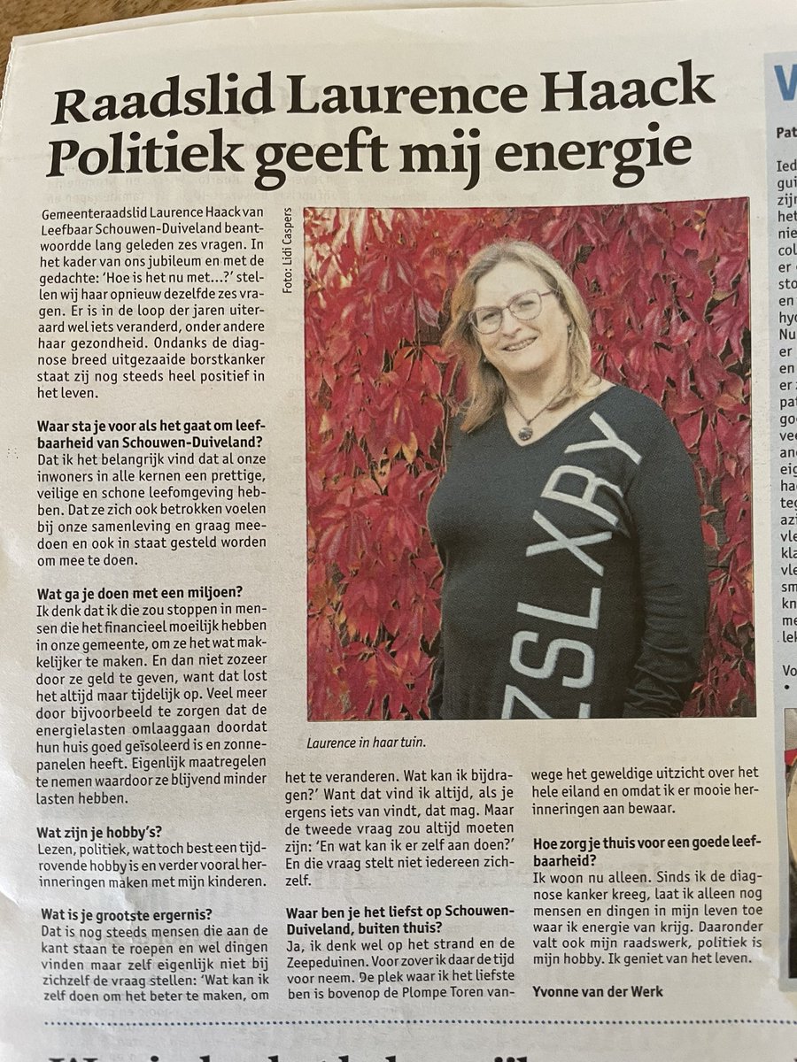 Vorige week stond ik in de <a href="/Inwonerskrant/">Inwonerskrant</a> Wat heb ik daar veel lieve, leuke, warme en hartelijke reacties op gekregen! <a href="/WereldRegioSD/">WereldRegio Media</a>