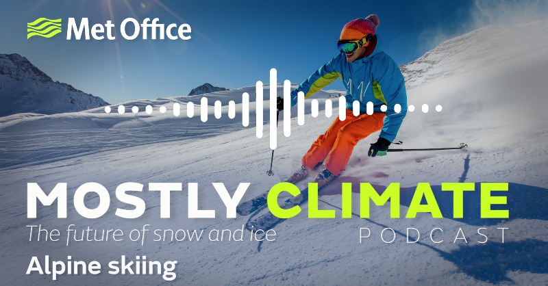 metoffice's tweet photo. How will #ClimateChange impact snow sports?

In the latest episode of #MostlyClimate @DrRosieOakes talks to Ski Instructor &amp; @meteofrance Snow Scientist ❄️ 🔬@carlo_cmc about the future of Alpine snow sports in a warming world ⛷️

Listen here 🎧👇