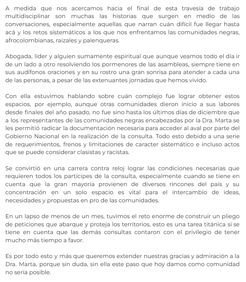 FundafroC's tweet photo. 🇨🇴 Hoy queremos hacer una mención muy especial a nuestra fundadora y directora, la Dra. Marta Cecilia Jordan, quien no solamente lidera el trabajo realizado aquí sino que ha sido gestora de la Consulta Previa al Plan Nacional de Desarrollo #pnd #lideresa #plannacionaldedesarollo https://t.co/5kqoMYshif