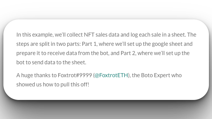 Your boy here just got featured on <a href="/boto_io/">Boto.io</a>'s articles. Pushing data to Google Sheets using Boto blocks in easy steps!

You can add a wallet for a raffle, keep a log of sales prices, or let your imagination run wild. The sky's truly the limit

boto.io/blog/how-to-pu…