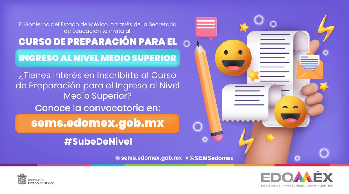 Edomex's tweet photo. #PrepárateParaElCambio | Si estás cursando el último año de secundaria, consulta la Convocatoria del Curso Preparación para el Ingreso al Nivel Medio Superior 2023.

Para más información ingresa a 👇:
https://t.co/kyMgxIbPij https://t.co/lfo6wYrAa7