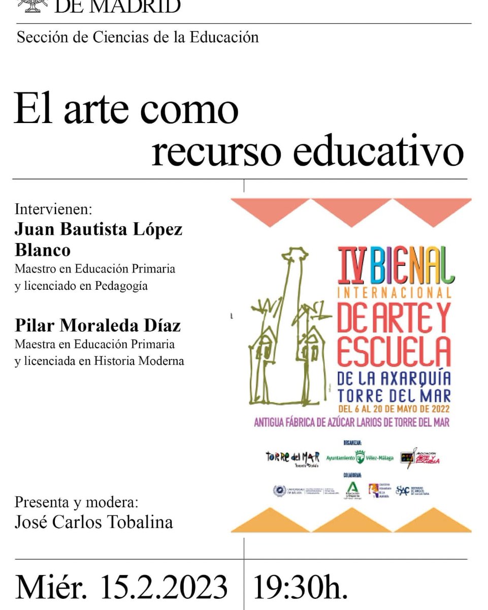 En el Ateneo de Madrid José Carlos Tobalina abrirá una reflexión sobre el arte en la educación
¡Os esperamos!
#acciones educativa
#ateneodemadrid
#fundacionangellorca.
#seminarioliteraturaanapelegrin
#educacion
#arte