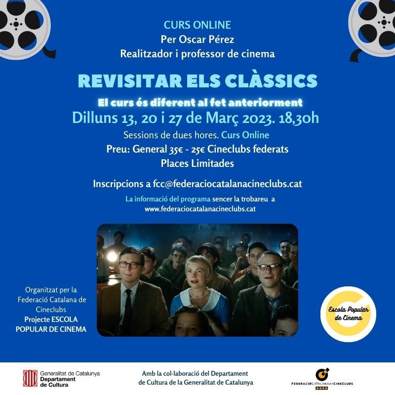 Atenció al nou curs online que organitzem per a tots els cinèfils interessats. El profe és l' Oscar Pérez i és totalment diferent al que va fer l'any passat però amb la matèixa idea. Què queda del cinema clàssic en el cinema actual? federaciocatalanacineclubs.cat/curs-online-re…
